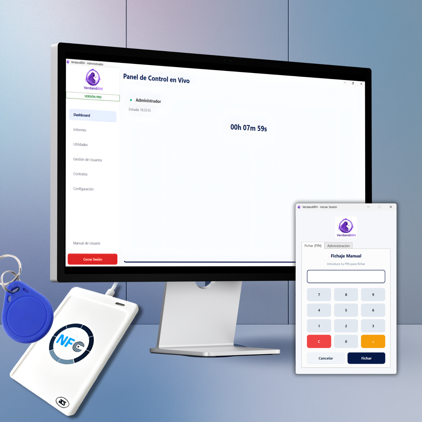 Pack VerdandiRH - Lector NFC + 5 Tags NFC